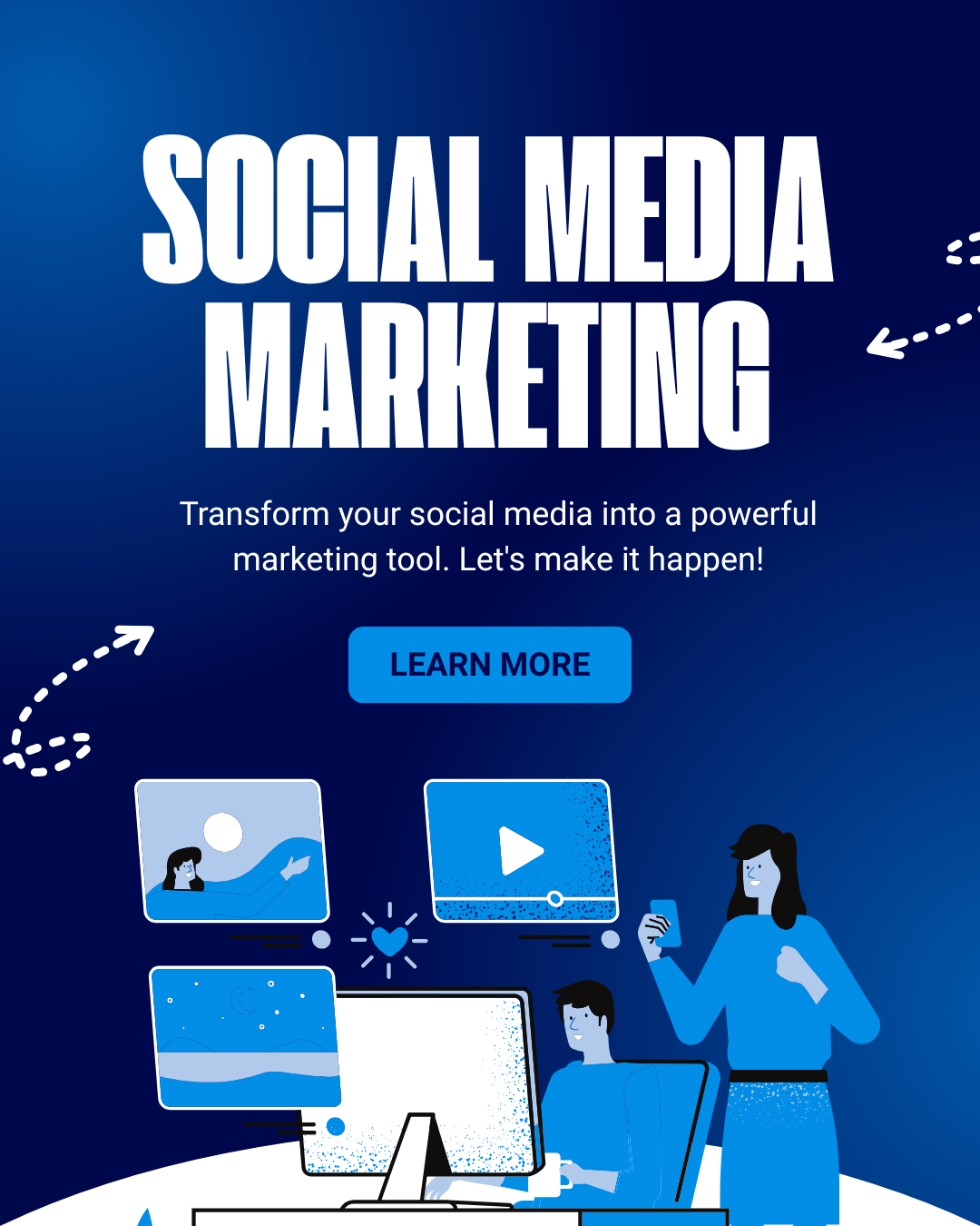 Blue and White Modern Social Media Marketing Instagram Post